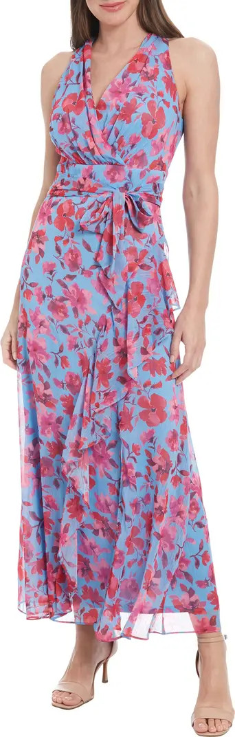 Floral Sleeveless Tie Waist Maxi Dress | Nordstrom Rack