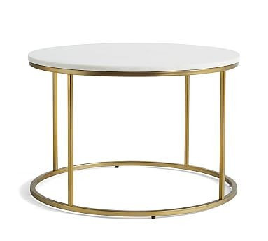 Delaney Round Coffee Table, White Marble | Pottery Barn (US)