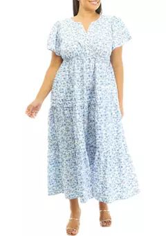 Plus Size Printed Tiered Dress | Belk