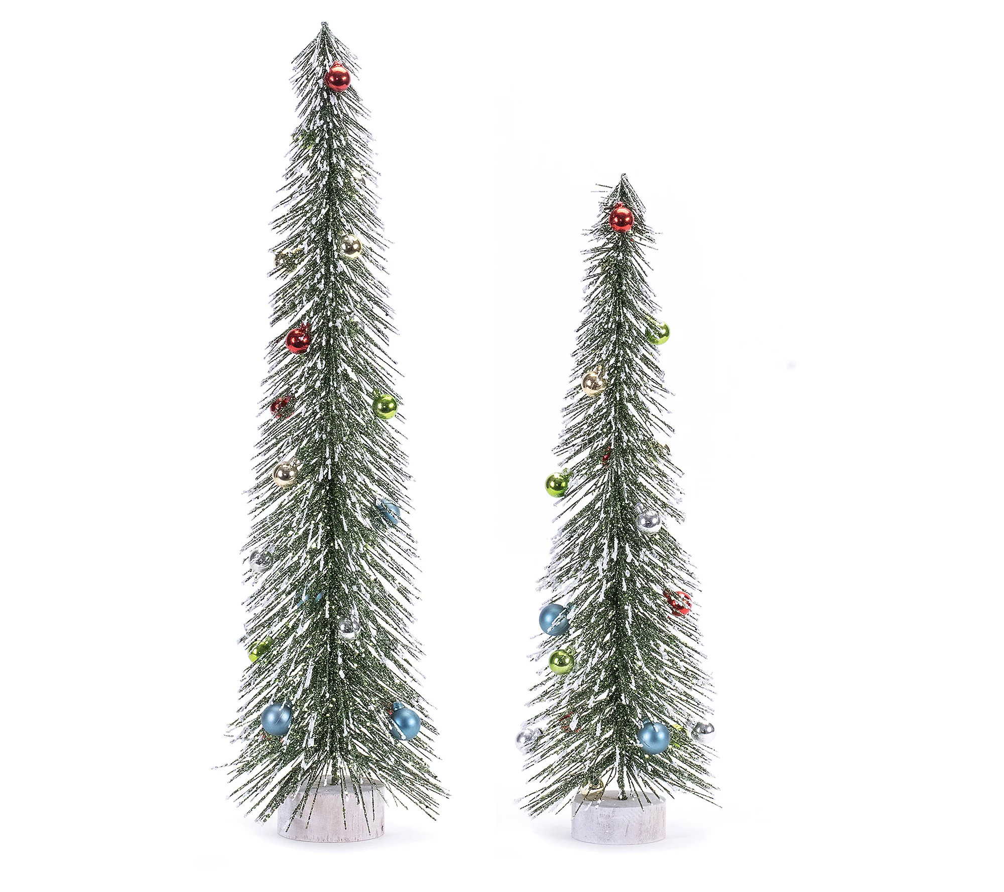 Melrose Glittered Bottle Brush Tree (Set of 2) | QVC