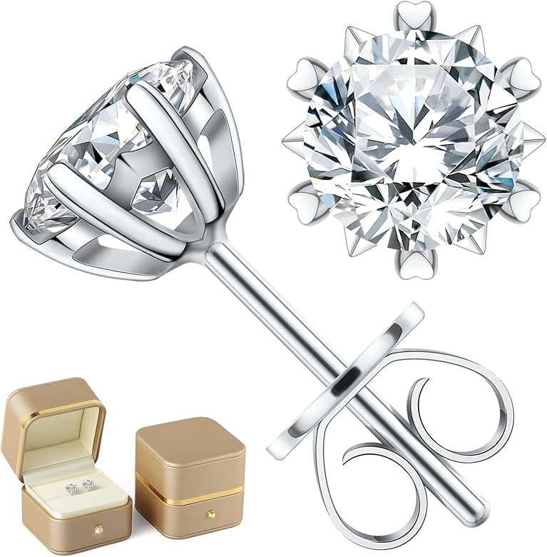 Diamond Earrings for Women Men, Gifts for Wife Mom Girlfriend, 0.6ct-3ct D Color (VVS1) Moissanit... | Amazon (US)