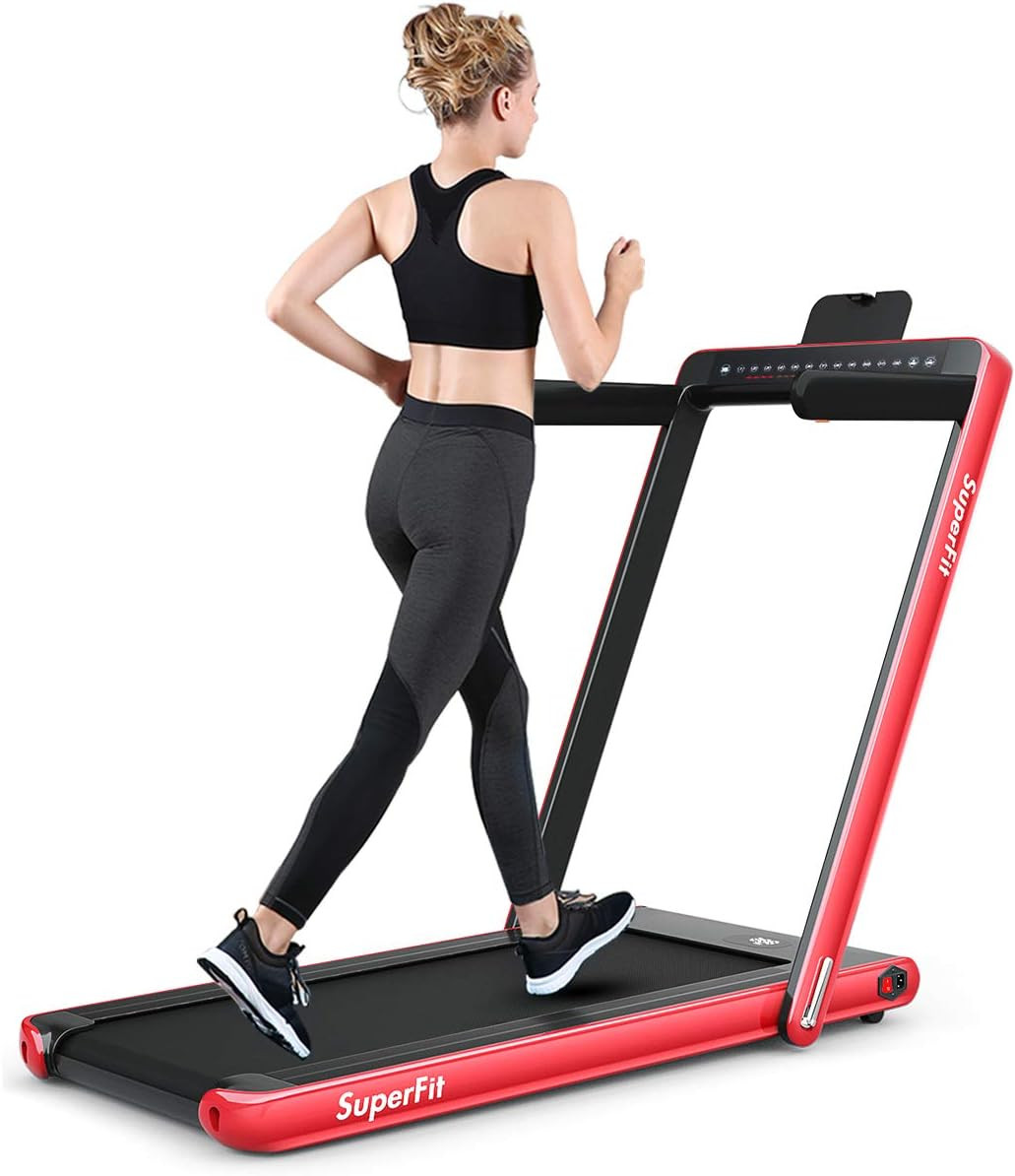 GYMAX Walking Pad, 2.25HP Dual Display Foldable Treadmill for Home with Remote/Smart App Control, Portable Compact Treadmill for Office Under Desk, Folding Running Machine for Small Spaces | Amazon (US)