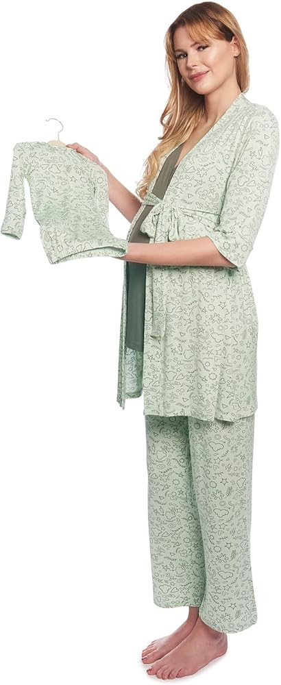 Analise 5 Piece Maternity and Nursing Mom PJ and Baby Outfit | Amazon (US)