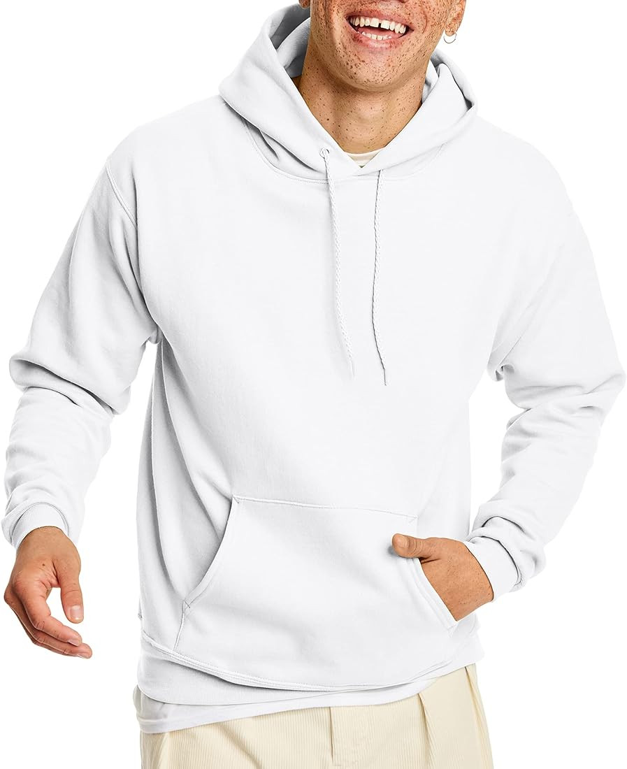 Hanes Men's Hooded Sweatshirt, EcoSmart Cotton-Blend Plush Fleece Pullover Hoodie | Amazon (US)