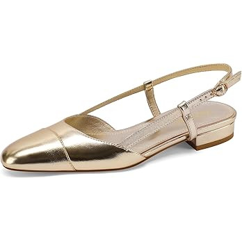 Vaslemuse Slingback Flats for Women Two Toned Double Strap Block Low Heel Flats Classic Womens Sa... | Amazon (US)