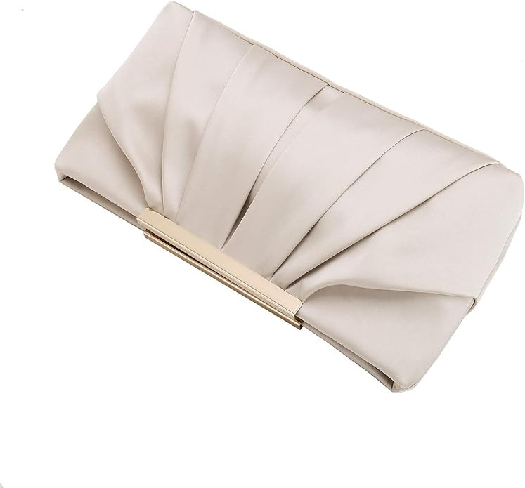 CHARMING TAILOR Clutch Evening Bag Elegant Pleated Satin Formal Handbag Simple Classy Purse for W... | Amazon (US)