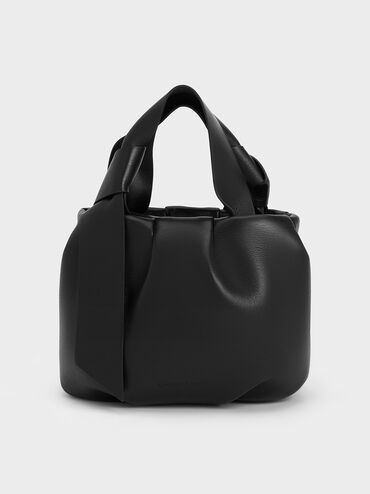 Noir Toni Knotted Ruched Bag | CHARLES & KEITH | Charles & Keith US