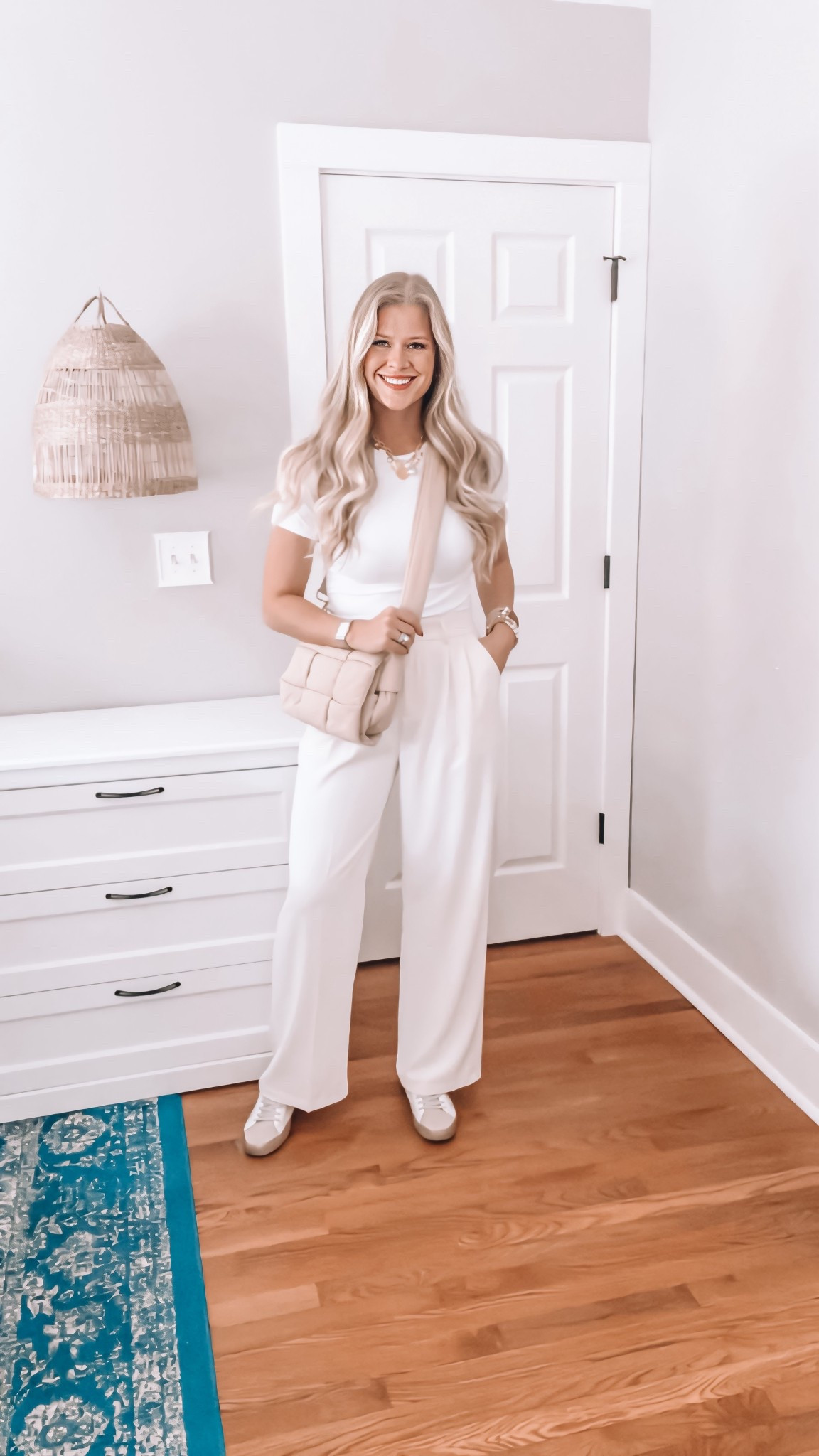 Stop y’all! I found the perfect trouser style wide leg pant - love that you can dress them up or down! The elastic waistband makes them super comfortable, and they come in petite, regular, and tall inseams 🙌🏼

Wearing size small long in the pants and size medium in the tee!

#momstyle #casualoutfitideas #mommusthaves #workwearstyle #casualoutfits 

#LTKTall #LTKWorkwear #LTKootd
