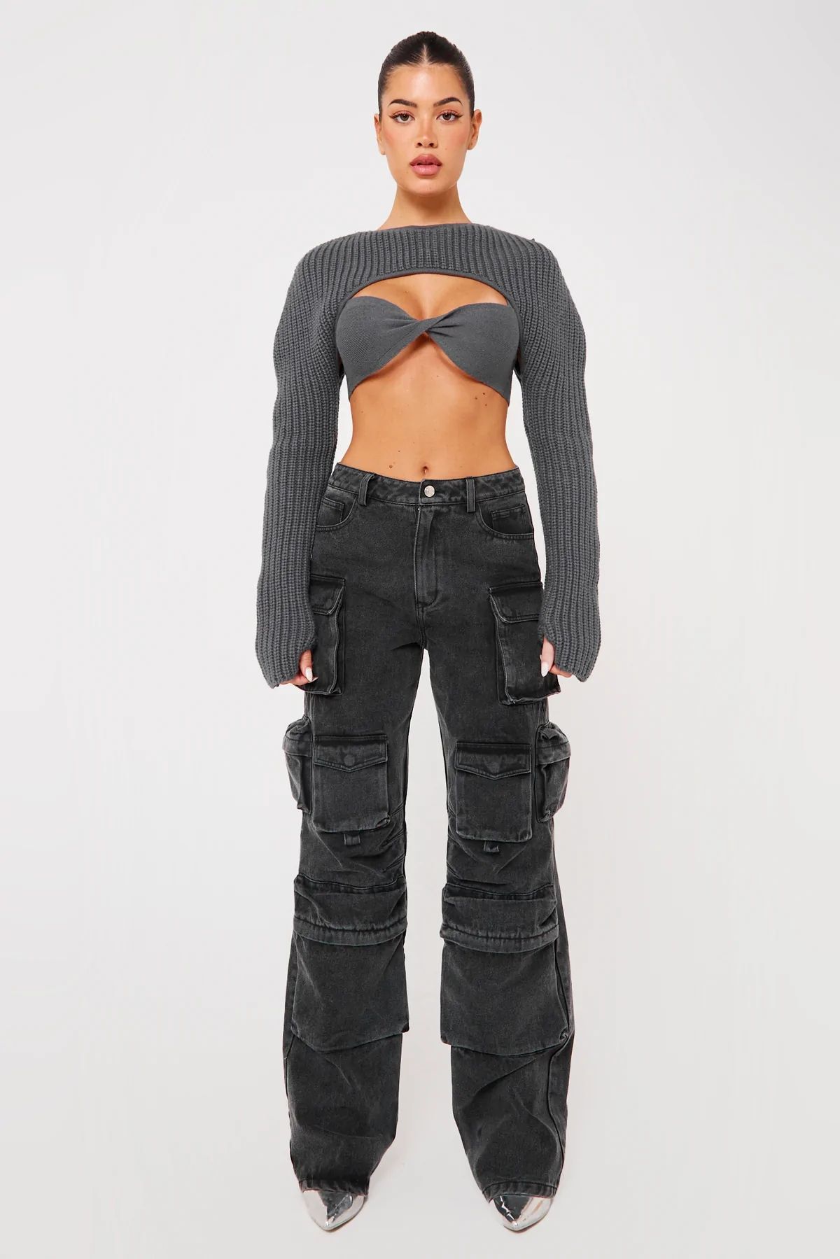 Black Denim Oversized Cargo Pocket Jeans | Luxe to Kill
