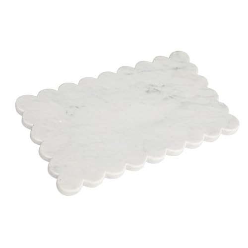 Creative Co-Op Marble Cheese Board with Scalloped Edge, White | Amazon (US)