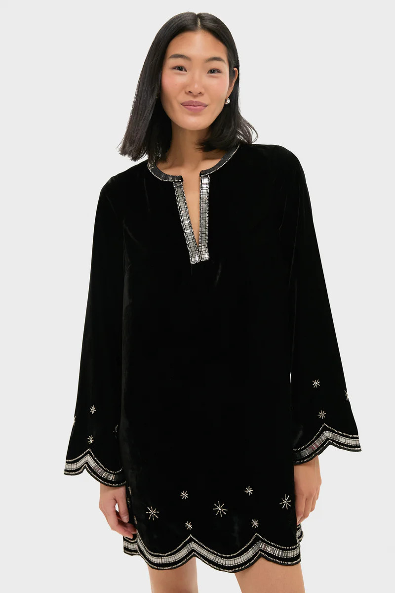 Black Embellished Velvet Cabot Dress | Tuckernuck (US)