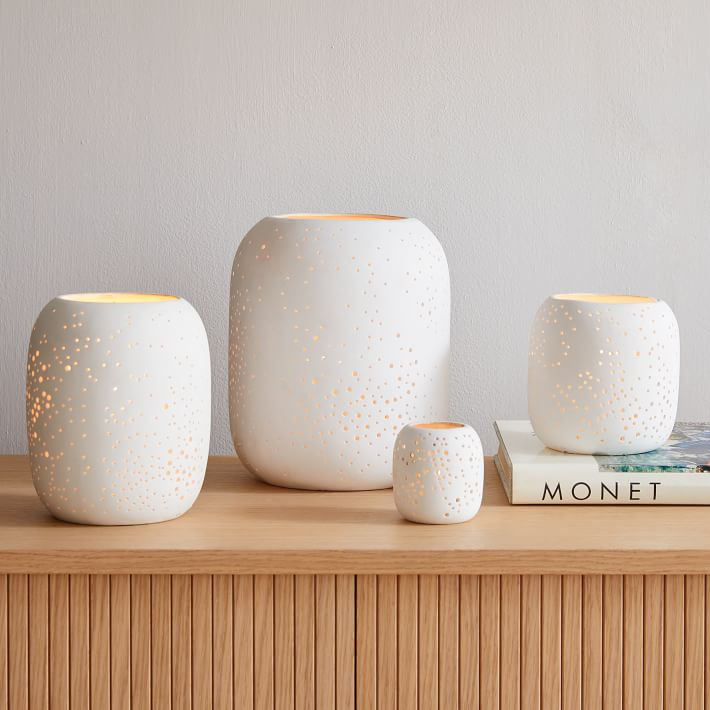 Constellation Pierced Ceramic Candleholders | West Elm (US)
