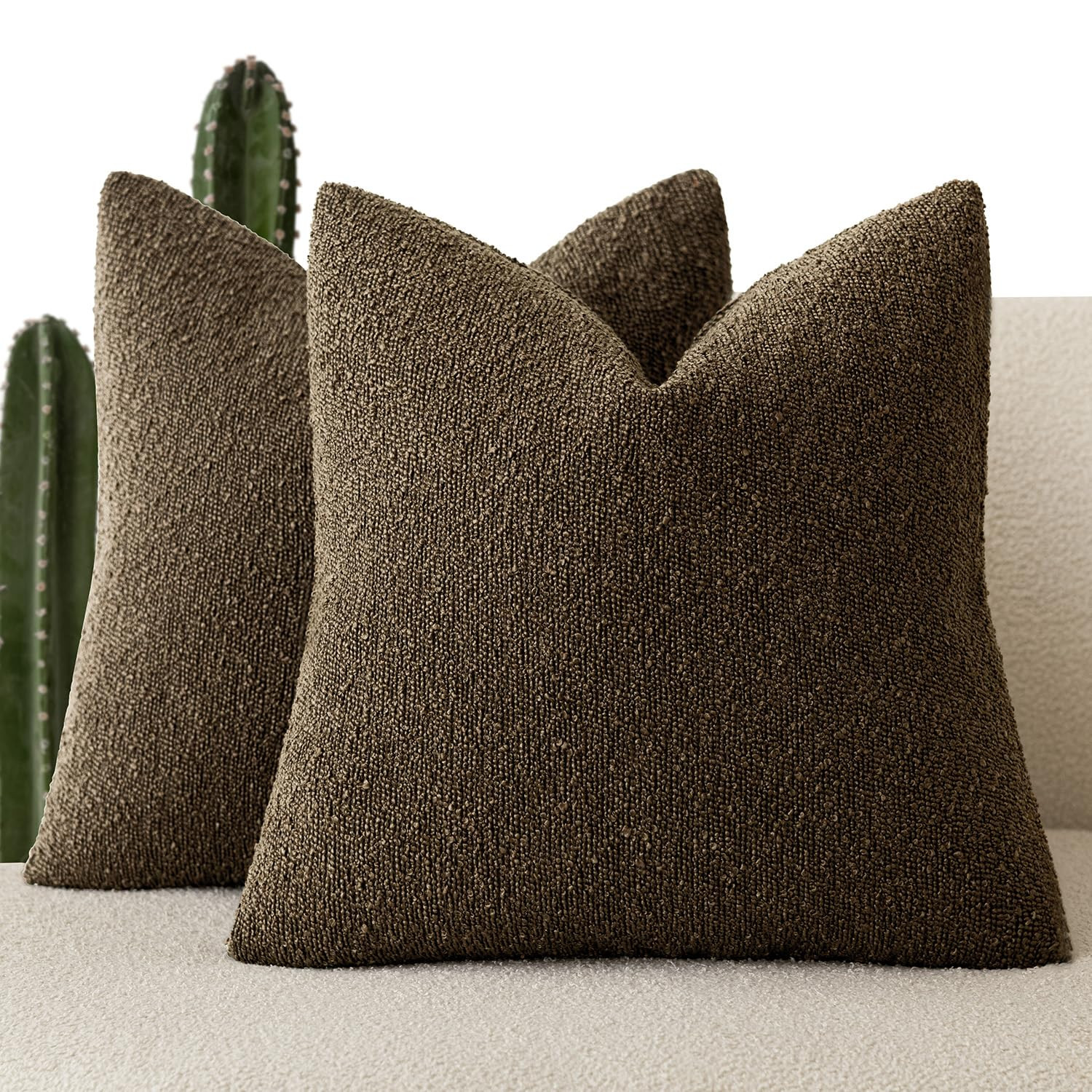 Foindtower Pack of 2 Textured Boucle Throw Pillow Covers Accent Solid Pillow Cases Cozy Soft Deco... | Amazon (US)