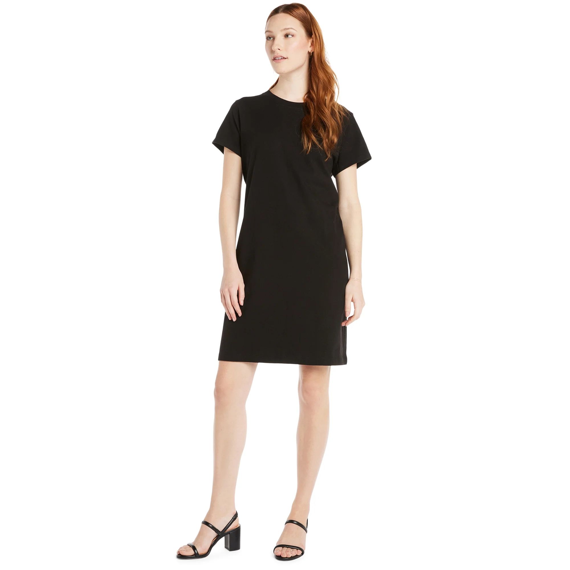 Time and Tru Women's Cotton T-Shirt Dress with Short Sleeves, Sizes S-XXXL | Walmart (US)