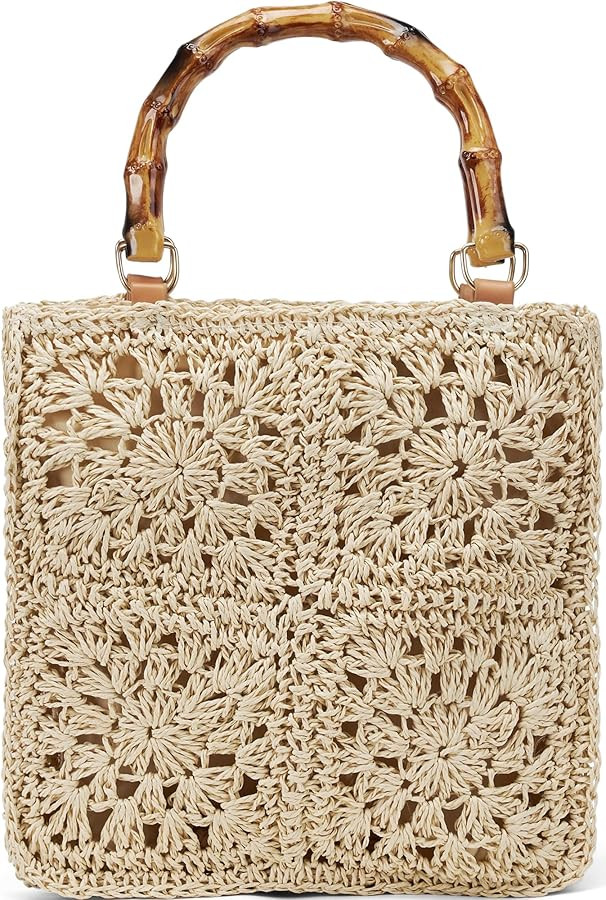 small tote bag beach tote bag straw beach bag crochet tote bag straw bag for women packable beach... | Amazon (US)