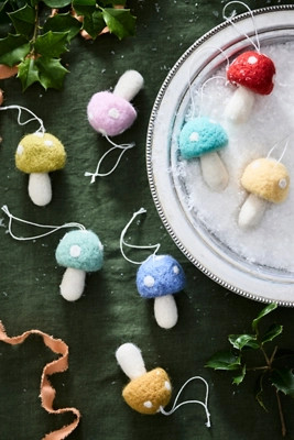 Felt Mushroom Ornaments, Set of 8 | Terrain