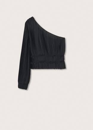 Asymmetric pleated blouse | MANGO (US)