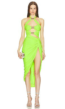 Michael Costello x REVOLVE Chelsie Midi Dress in Bright Green from Revolve.com | Revolve Clothing (Global)