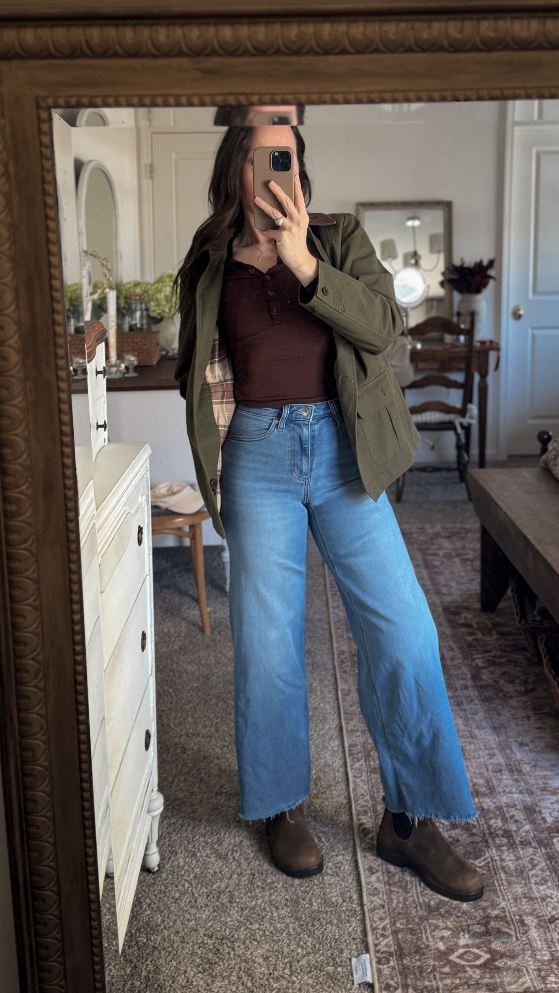 My Target jeans are on sale! Super comfy with a bit of stretch. They were an awkward length on me so I cut the hem. 

Blundstones, flannel lined ll bean barn jacket, wool socks, Henley shirt

#LTKootd #LTKTall #LTKgrwm
