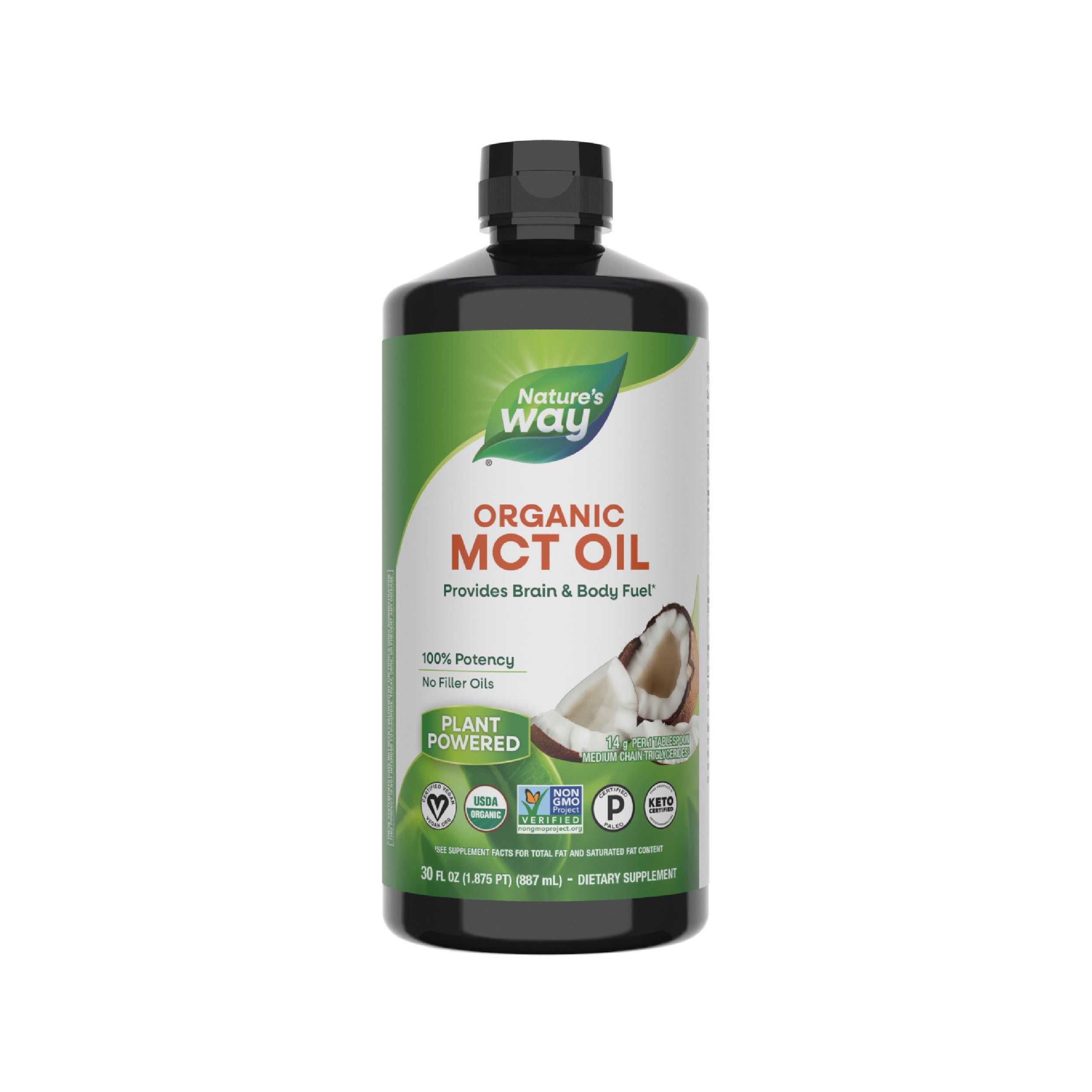 Nature's Way Organic MCT Oil, 30 Fl Oz, Brain and Body Fuel from Coconuts*, C8 Caprylic Acid and ... | Amazon (US)