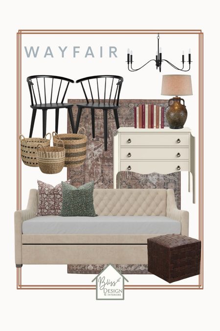 Transform your space into a cozy haven 🌟 with our chic picks from Wayfair! Featuring a stylish daybed, sleek dresser, versatile ottoman, plush pillows, elegant lamps, comfy chairs, a handy basket, and a stunning chandelier 💡✨. Perfect for creating your dream retreat! 🏡

#LTKHome #LTKStyleTip