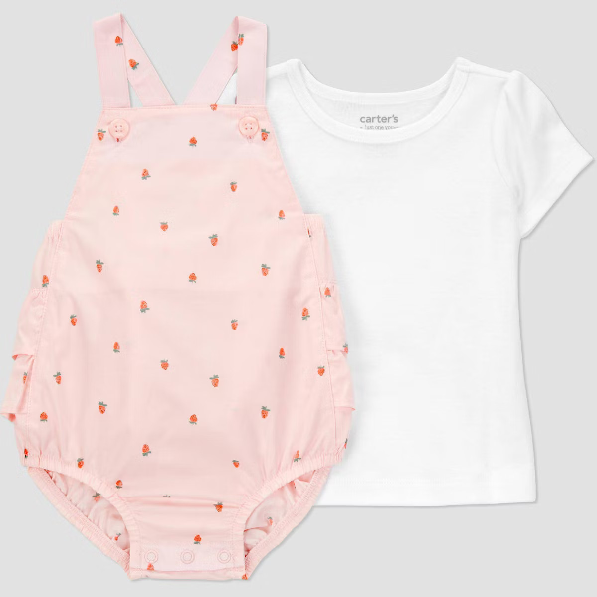 Carter's Just One You® Baby Girls' Strawberries Bubble Overalls Set - Pink/White | Target