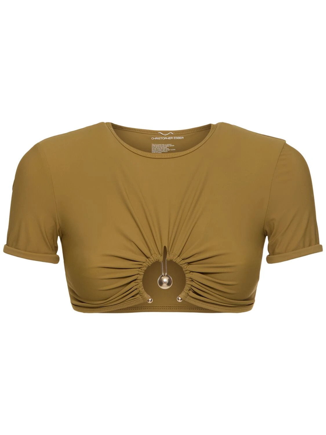 Ruched Orbit Cropped Lycra Top | Luisaviaroma