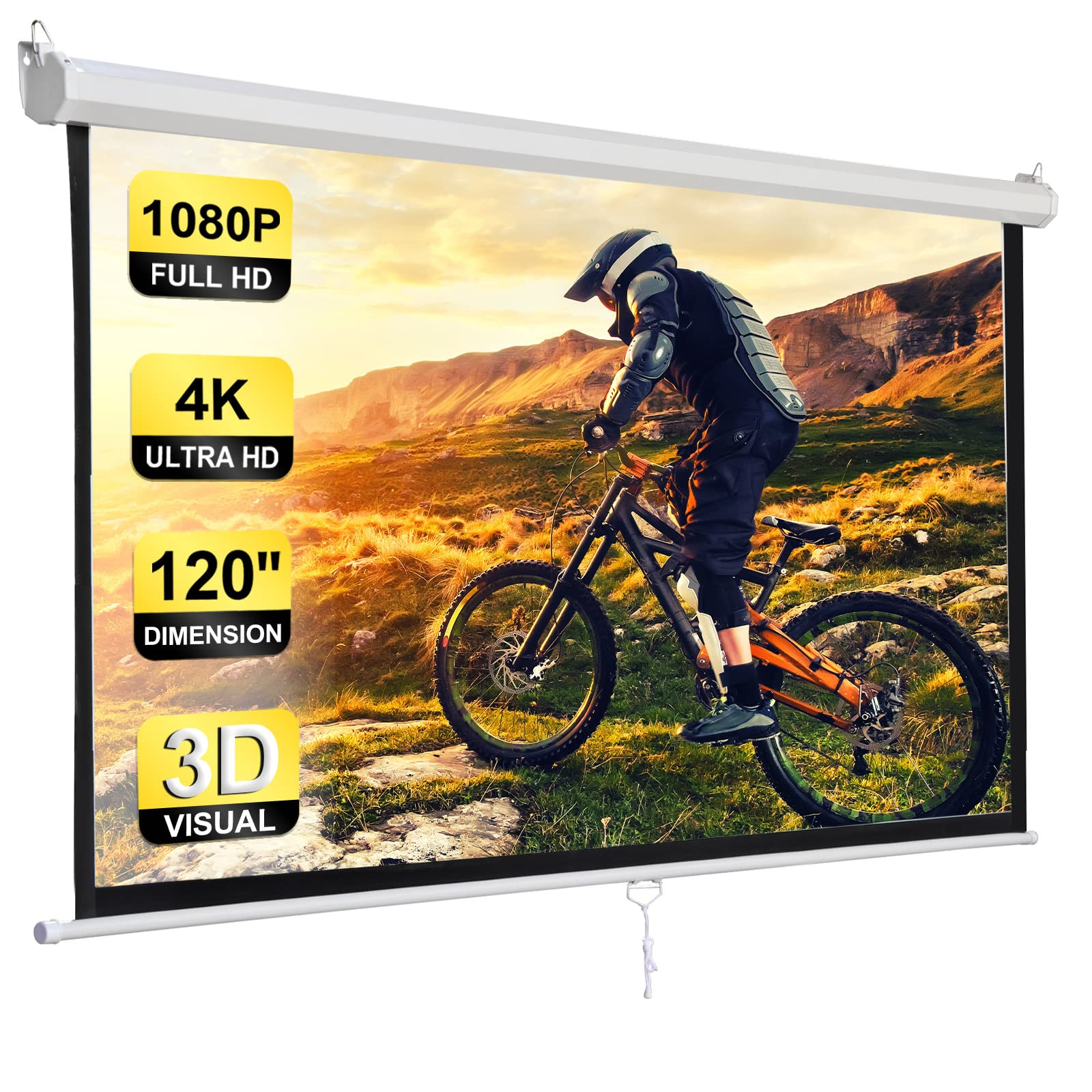 Smartxchoices 120" HD Manual Projector Screen 1:1 Format with Auto Lock Anti-Crease Home Theater ... | Amazon (US)