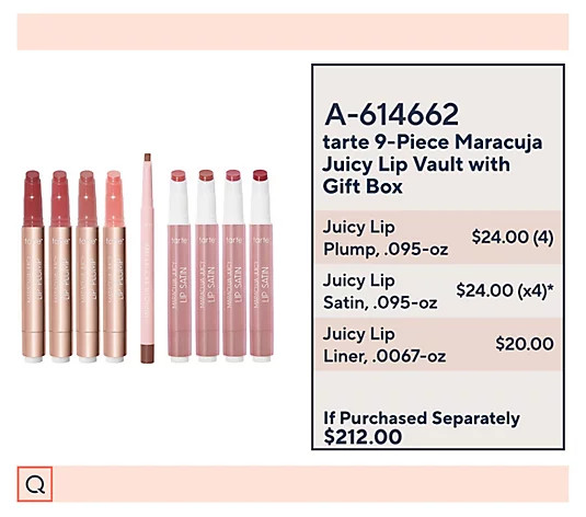 tarte 9-Piece Maracuja Juicy Lip Vault with Gift Box - QVC.com | QVC