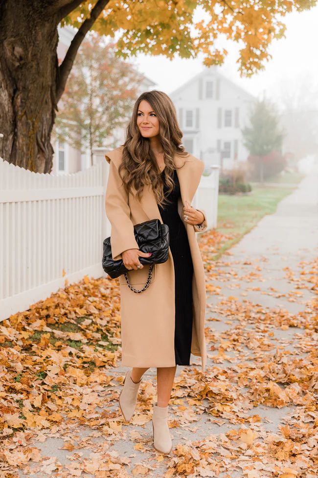 CAITLIN COVINGTON X PINK LILY The Kennedy Camel Belted Coat | The Pink Lily Boutique