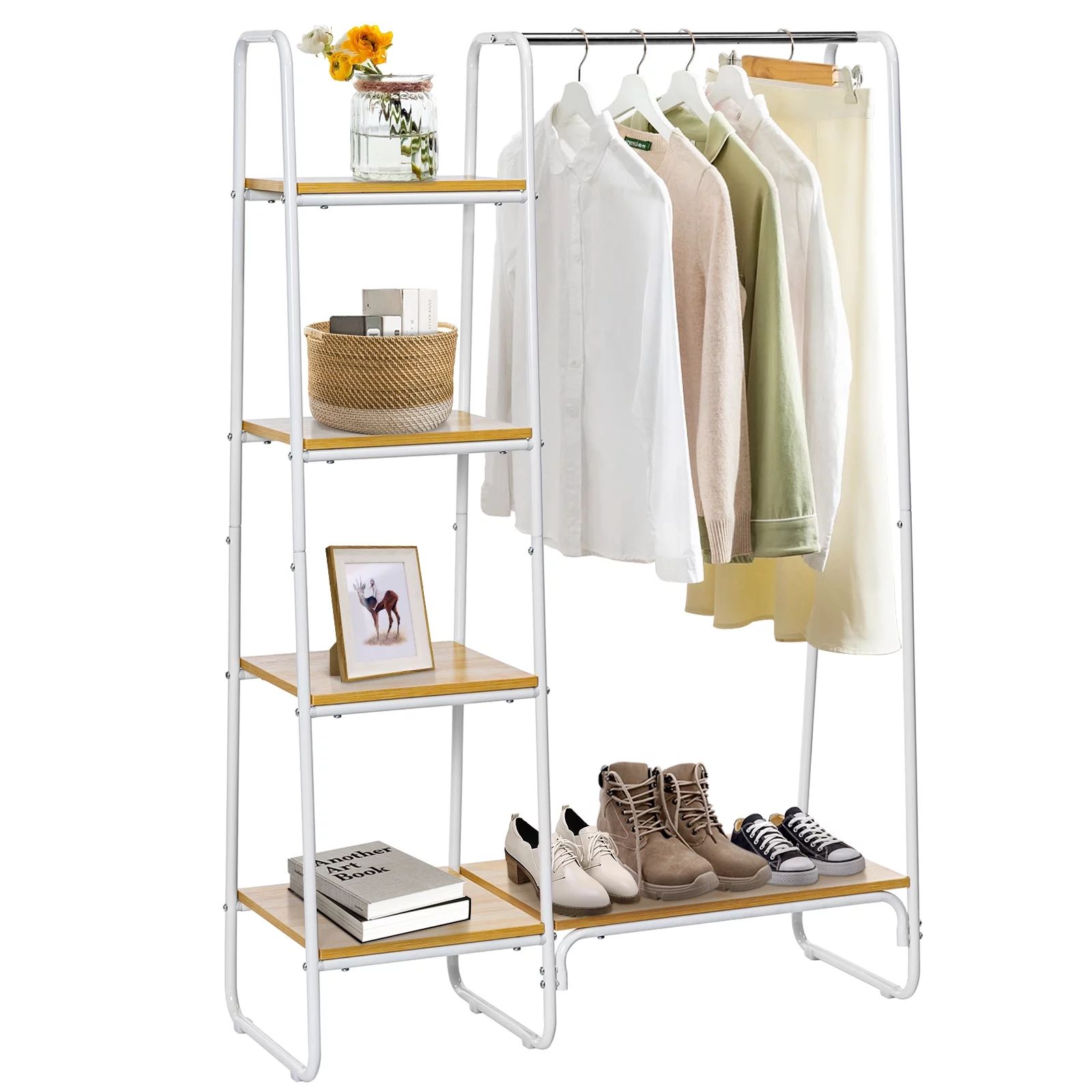 Lusimo Clothes Rack 4 Tiers Clothing Rack with Shelves Heavy Duty Garment Rack Industrial Hanging... | Walmart (US)