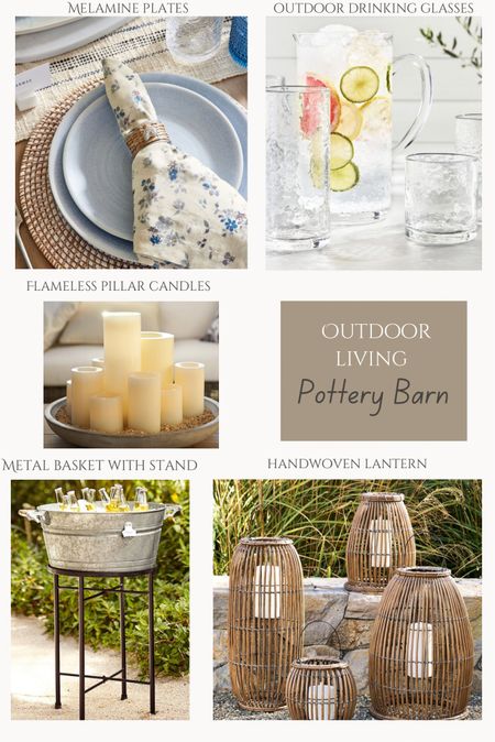 Outdoor living: add functional beautiful pieces for a day of entertaining. Outdoor drinking glasses and melamine plates are a must for serving guests outside. The handwoven lanterns give the space a relaxing and chic appearance. Some of these Pottery Barn products are on sale right now! Make your patio dinning area look beautiful by adding these items. 

#LTKstyletip #LTKhome #LTKparties