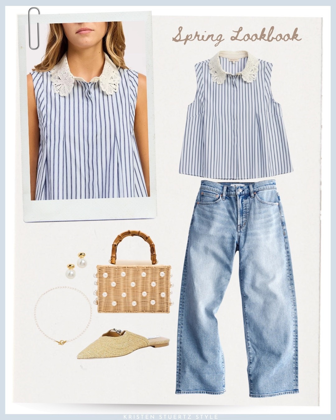 A striped sleeveless top paired with wide leg cropped jeans, a wicker purse, raffia slides, and pearl accessories.

#LTKTravel #LTKootd #LTKOver40

#LTKTall
@ltk 



#LTKTall
