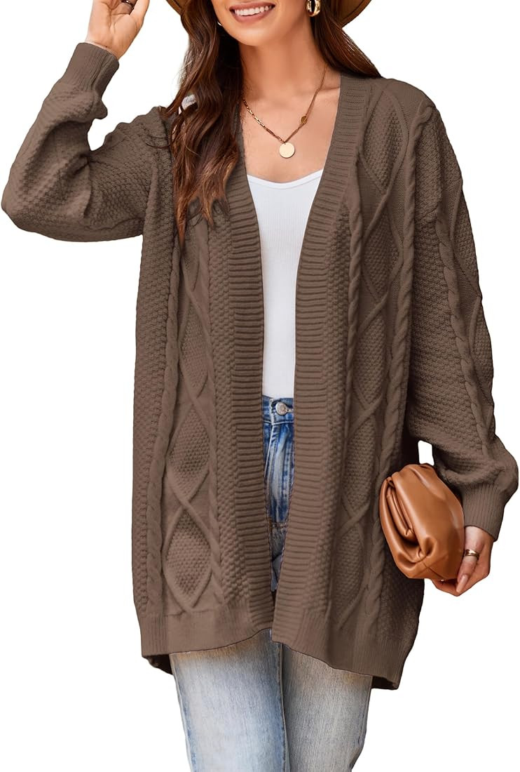 GRACE KARIN Womens Long Sleeve Cable Knit Cardigan Sweater Open Front Long Cardigan Sweater Outer... | Amazon (US)