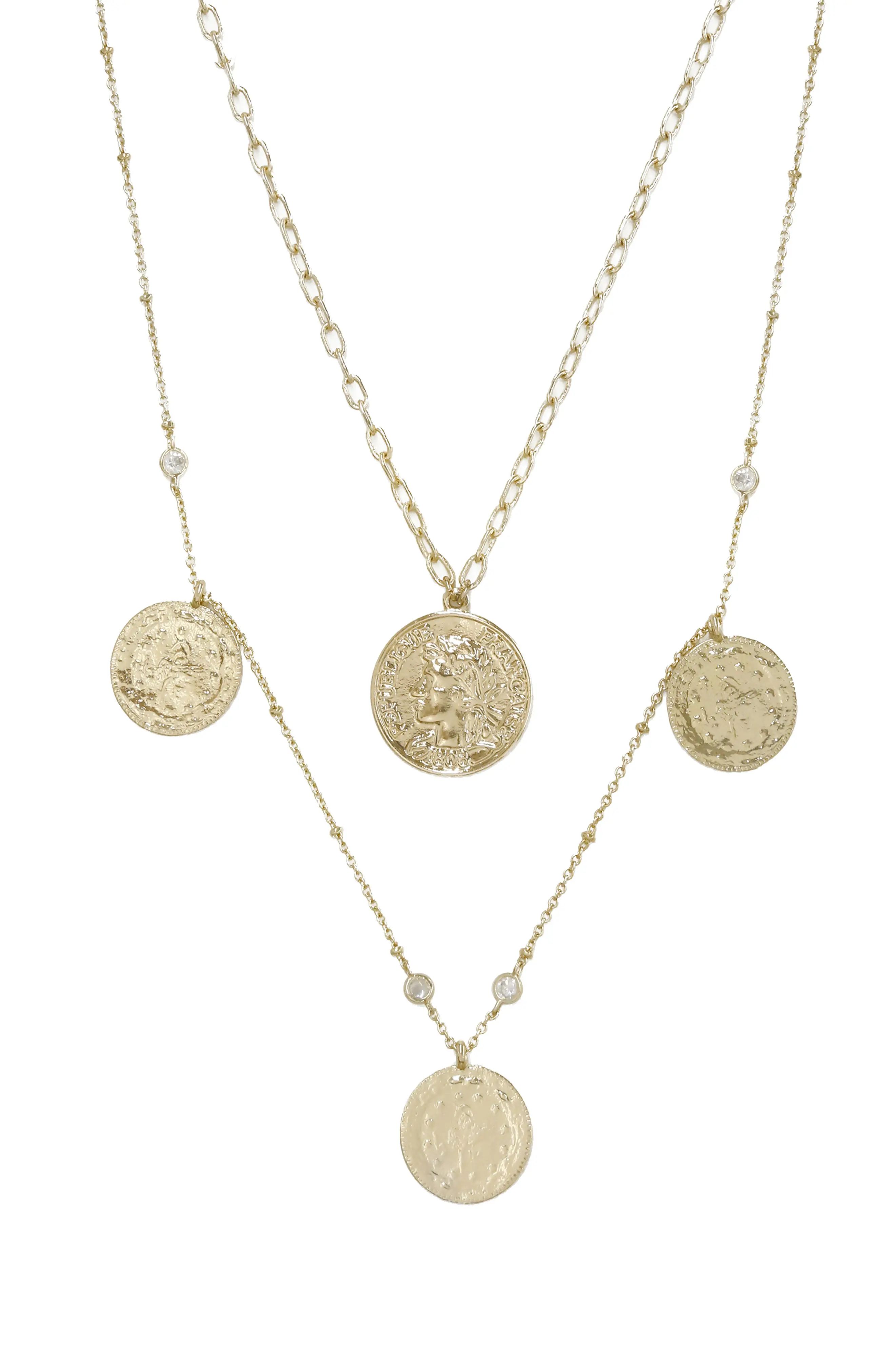 Women's Ettika Set Of 2 Coin Pendant Necklaces | Nordstrom