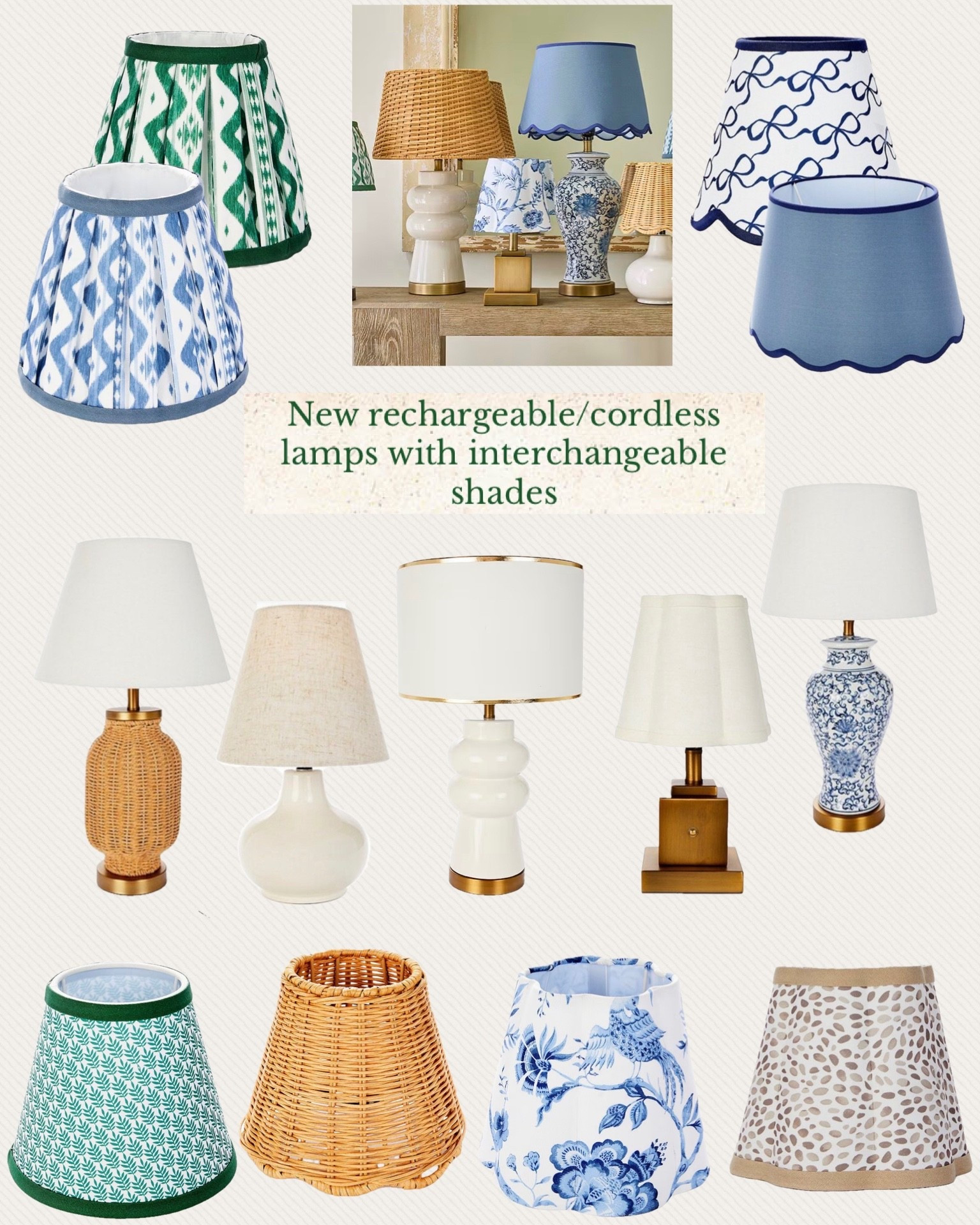 Adding new cordless rechargeable lamps with interchangeable shades!!! Loving the look of these! All different sizes too! Perfect indoors or out! 

#LTKBeauty #LTKHome