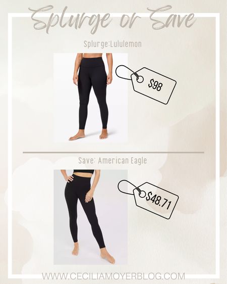 Splurge on Lululemon align leggings or save on American Eagle offline leggings!  Black leggings - high rise leggings - yoga pants - work from home - Lululemon dupe 

#LTKfit #LTKsalealert #LTKunder50