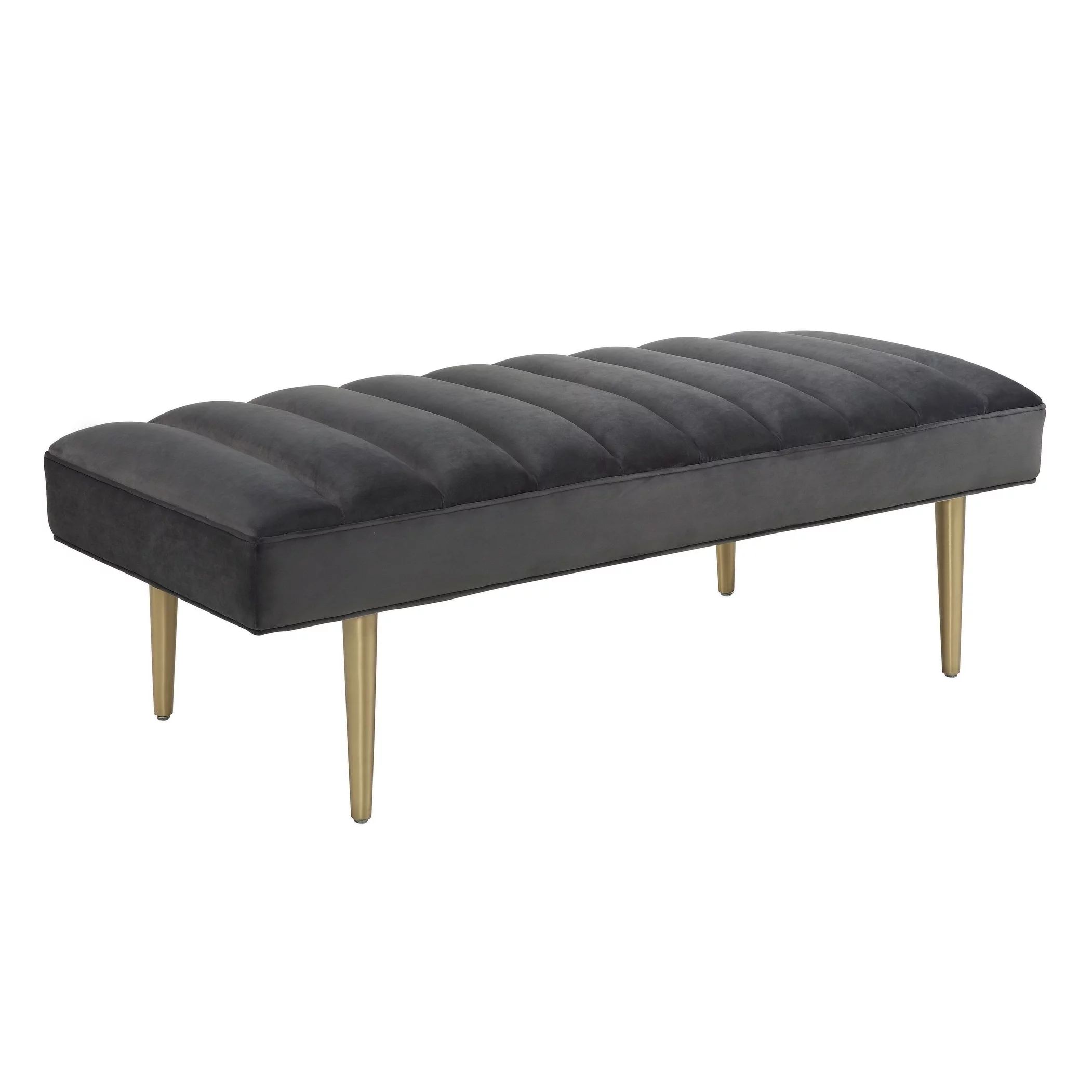 TOV Furniture Jax Grey Velvet Bench with Gold Legs - Walmart.com | Walmart (US)