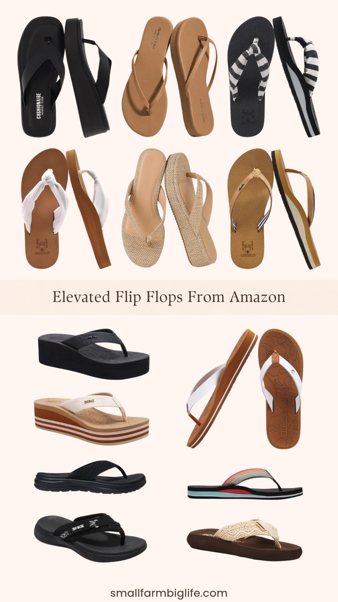 Elevated flip flops are the shoe trend of summer 2026 and Amazon has so many comfortable and stylish options at really great prices. I rounded up my favorites from platform wedge styles and chunky platform flip flops to arch support and memory foam options that are actually comfortable enough to wear all day. The raffia and woven styles in tan and natural are so pretty for a beachy summer look and the yoga mat cushion styles from KuaiLu are the ones I keep seeing everywhere right now for good reason. Whether you want a little extra height with a platform wedge or just a supportive and cushioned everyday flip flop there is something in this round up for every summer outfit and every occasion. Tap to shop! 

 #LTKgrwm #LTKootd #LTKOver40