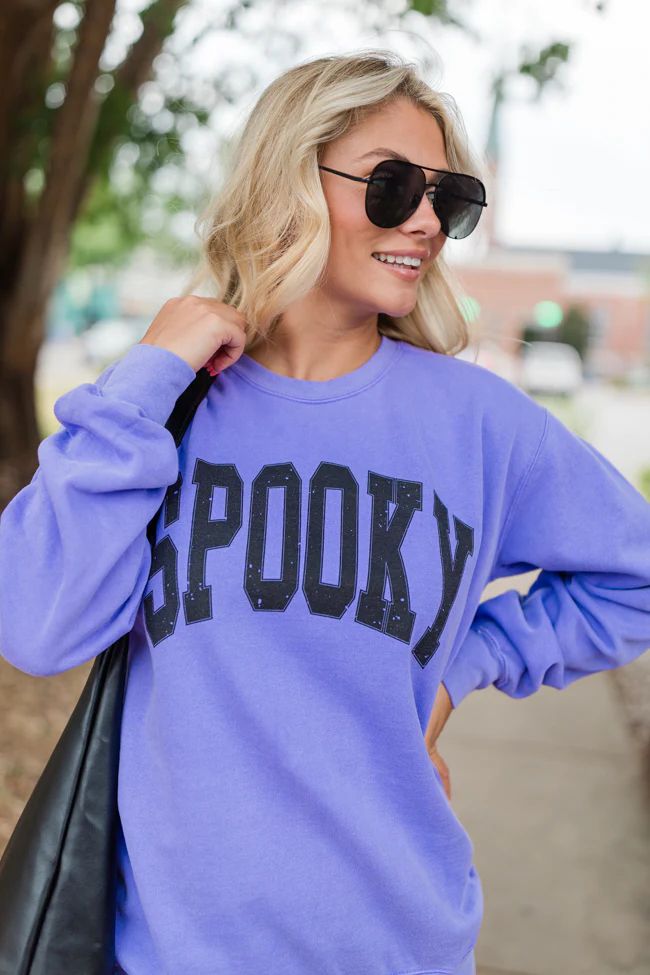 Spooky Block Violet Comfort Color Graphic Sweatshirt | Pink Lily