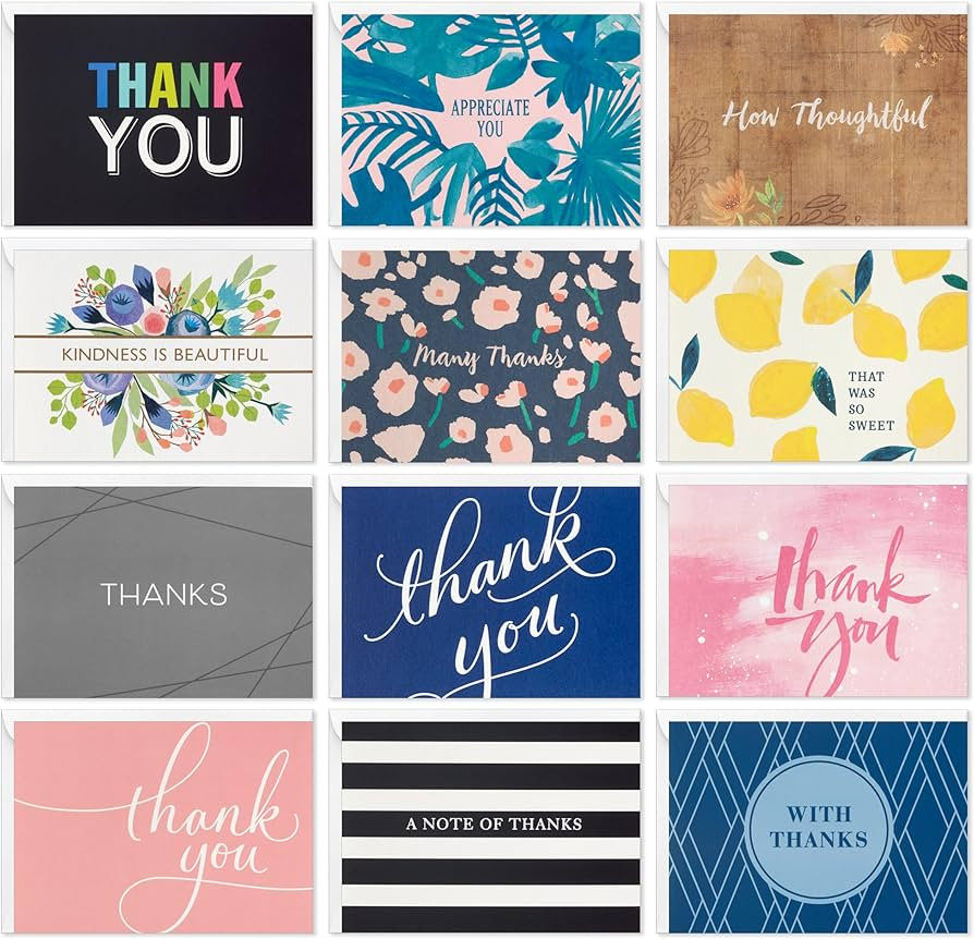Hallmark Thank You Card Bulk Assortment (48 Blank Cards with Envelopes) for Graduation, Bridal Sh... | Amazon (US)