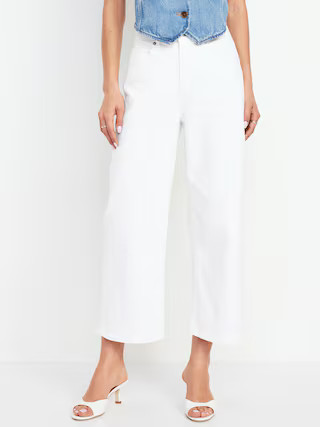 Extra High-Waisted Wide-Leg Crop Jeans | Old Navy (US)