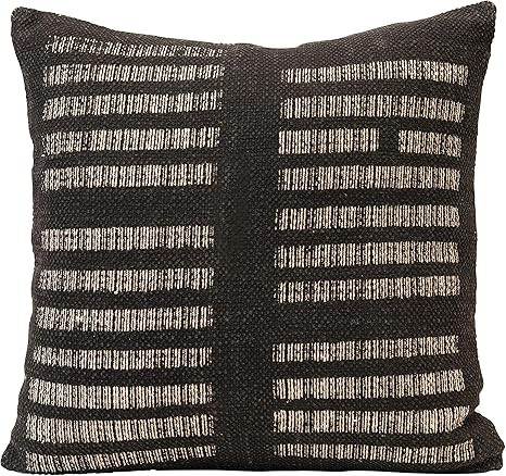 Creative Co-Op Woven Cotton, White & Black Pillow, 1 Count (Pack of 1), Black | Amazon (US)