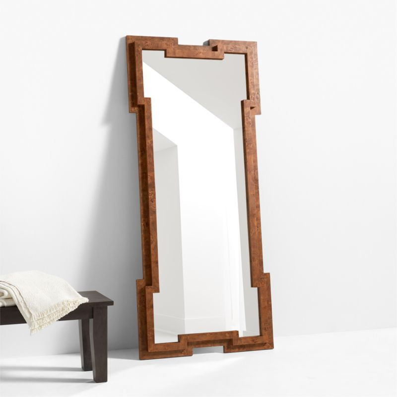 Memini Burl Wood Floor Mirror by Athena Calderone + Reviews | Crate & Barrel | Crate & Barrel