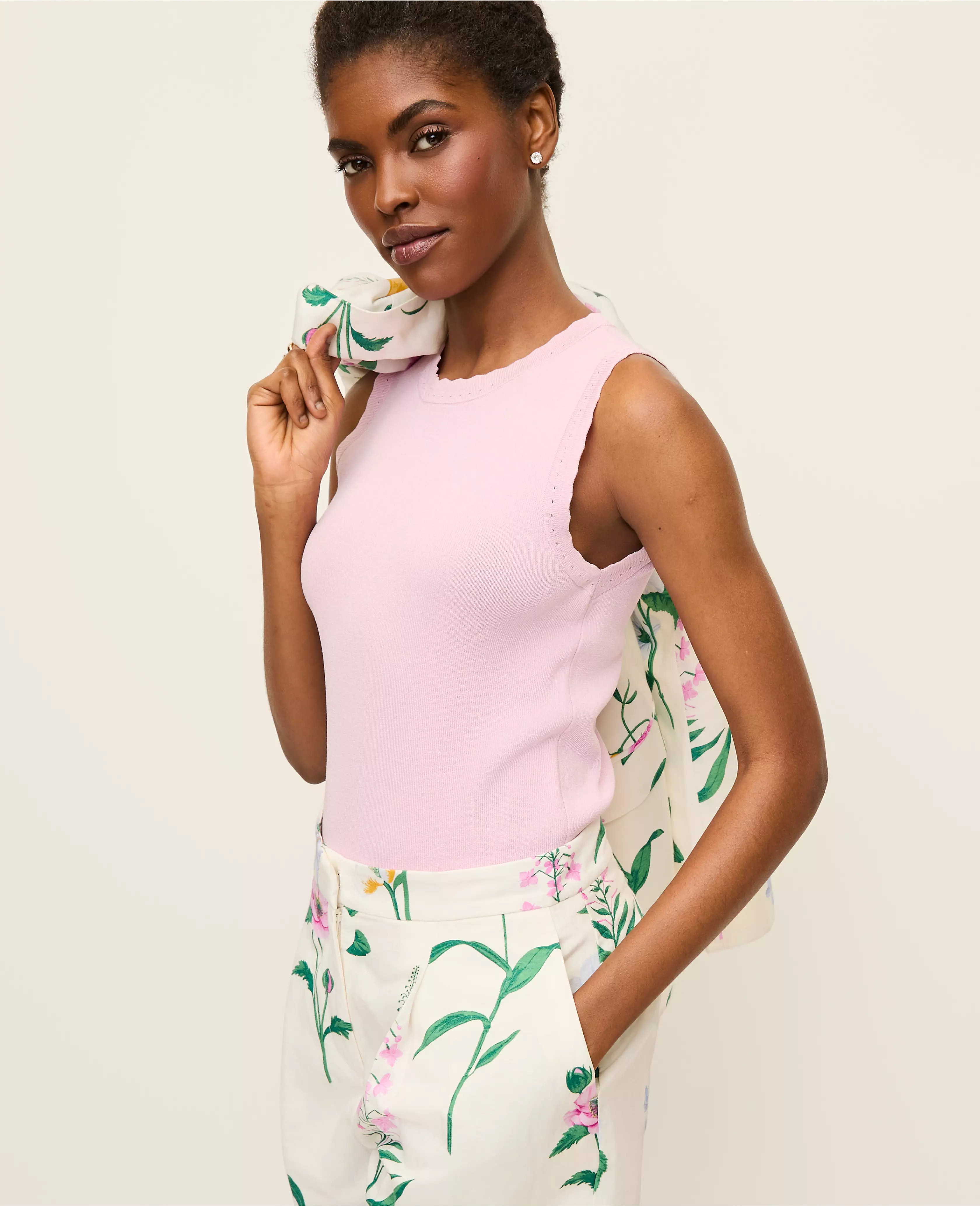 Scallopped Trim Sweater Shell | Ann Taylor