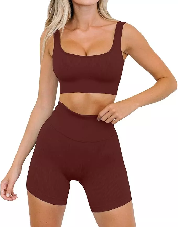  Jetjoy Exercise Outfits for Women 2 Pieces Ribbed