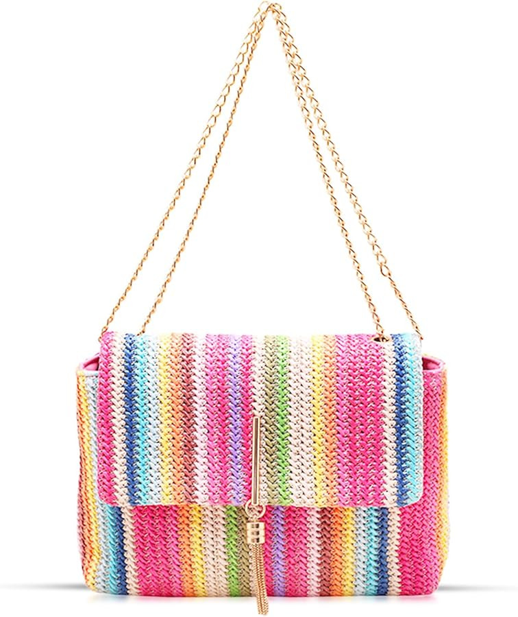 Straw Bag, Crossbody Bags for Women, Hand-Woven Soft Handbag Underarm Bag, Large capacity handbag... | Amazon (US)