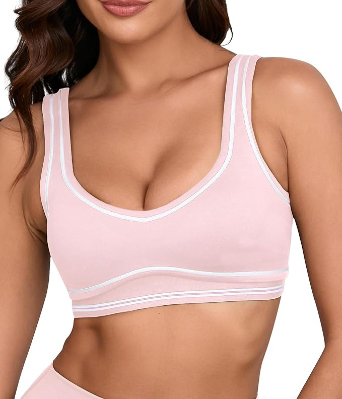 Move With You Women Sweetheart Padded Sports Bra- Workout Fitness Square Neck Low Back Yoga Bra | Amazon (US)