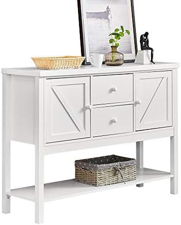 HomeSailing Modern Living Room Console Table White Door Designed with Drawers and Storage Shelf for  | Amazon (US)