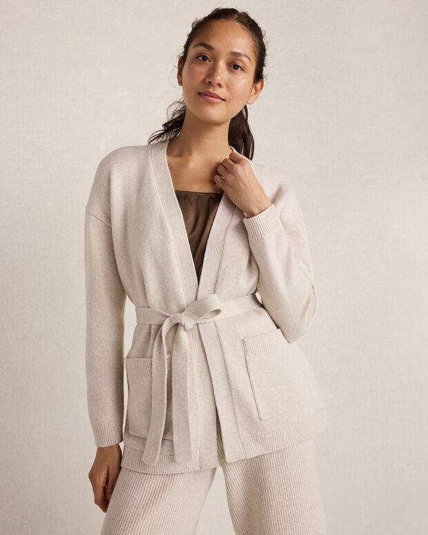 Cotton Blend Belted Cardigan | Dk Earl Grey Hthr | Large | Haven Well Within